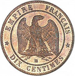 Large Reverse for 10 Centimes 1862 coin
