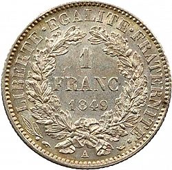 Large Reverse for 1 Franc 1849 coin