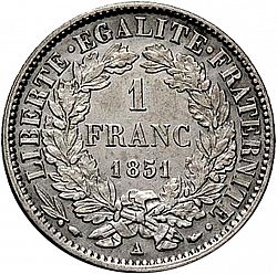 Large Reverse for 1 Franc 1851 coin