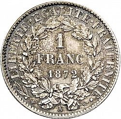 Large Reverse for 1 Franc 1872 coin