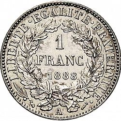 Large Reverse for 1 Franc 1888 coin