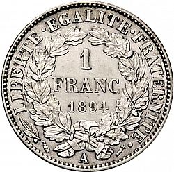 Large Reverse for 1 Franc 1894 coin