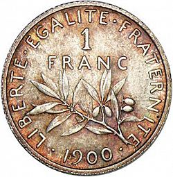 Large Reverse for 1 Franc 1900 coin