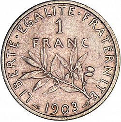 Large Reverse for 1 Franc 1903 coin