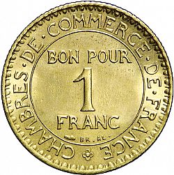 Large Reverse for 1 Franc 1923 coin