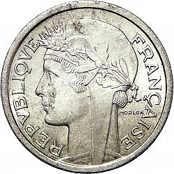 Large Obverse for 1 Franc 1957 coin