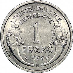 Large Reverse for 1 Franc 1958 coin