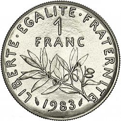 Large Reverse for 1 Franc 1983 coin