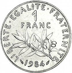 Large Reverse for 1 Franc 1984 coin