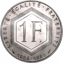 Large Reverse for 1 Franc 1988 coin