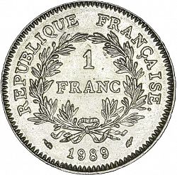 Large Reverse for 1 Franc 1989 coin