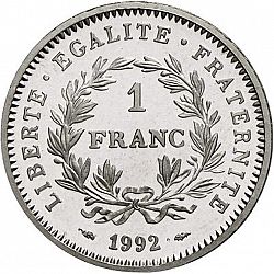 Large Reverse for 1 Franc 1992 coin