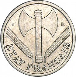 Large Obverse for 1 Franc 1944 coin