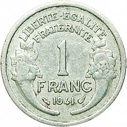 Large Reverse for 1 Franc 1941 coin