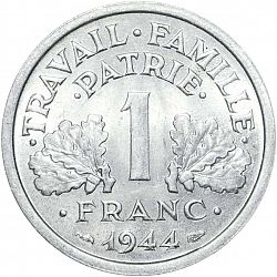 Large Reverse for 1 Franc 1944 coin