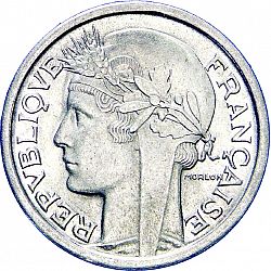 Large Obverse for 1 Franc 1946 coin