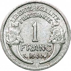 Large Reverse for 1 Franc 1944 coin