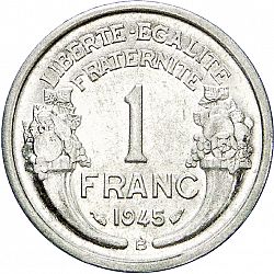 Large Reverse for 1 Franc 1945 coin