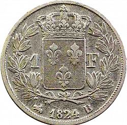 Large Reverse for 1 Franc 1824 coin