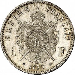 Large Reverse for 1 Franc 1870 coin