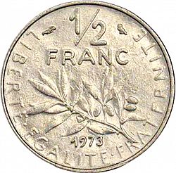 Large Reverse for ½ Franc 1973 coin