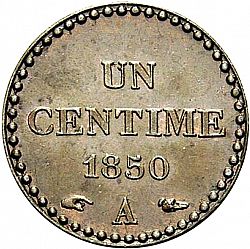 Large Reverse for 1 Centime 1850 coin