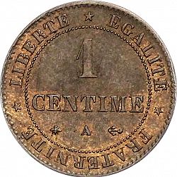Large Reverse for 1 Centime 1872 coin