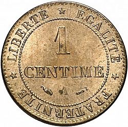 Large Reverse for 1 Centime 1884 coin