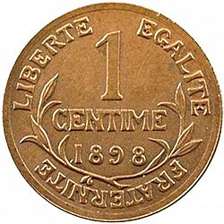 Large Reverse for 1 Centime 1898 coin