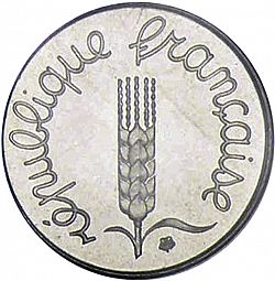 Large Obverse for 1 Centime 1972 coin
