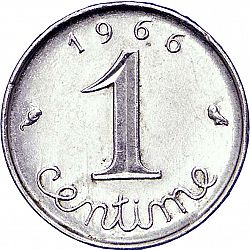 Large Reverse for 1 Centime 1966 coin