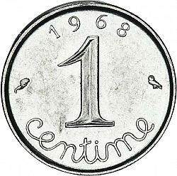 Large Reverse for 1 Centime 1968 coin