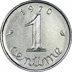 Large Reverse for 1 Centime 1970 coin