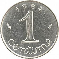 Large Reverse for 1 Centime 1984 coin