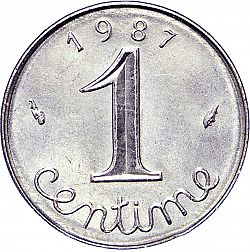 Large Reverse for 1 Centime 1987 coin