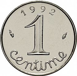 Large Reverse for 1 Centime 1992 coin