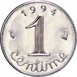 Large Reverse for 1 Centime 1994 coin