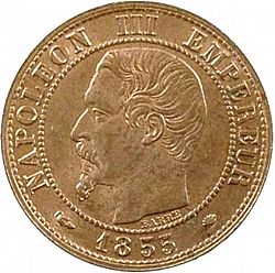 Large Obverse for 1 Centime 1855 coin