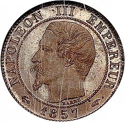 Large Obverse for 1 Centime 1857 coin