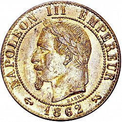 Large Obverse for 1 Centime 1862 coin