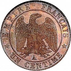 Large Reverse for 1 Centime 1857 coin