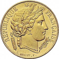 Large Obverse for 20 Francs 1850 coin