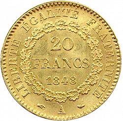 Large Reverse for 20 Francs 1848 coin