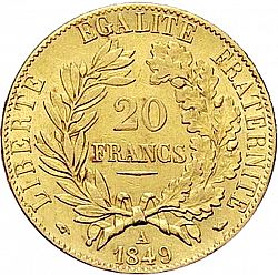 Large Reverse for 20 Francs 1849 coin
