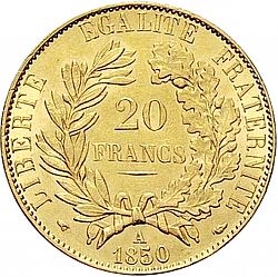 Large Reverse for 20 Francs 1850 coin