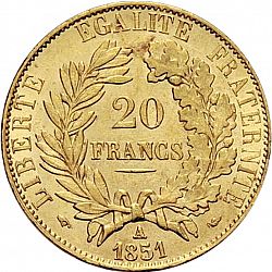 Large Reverse for 20 Francs 1851 coin