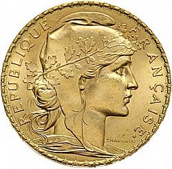 Large Obverse for 20 Francs 1910 coin
