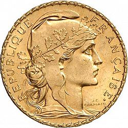 Large Obverse for 20 Francs 1913 coin