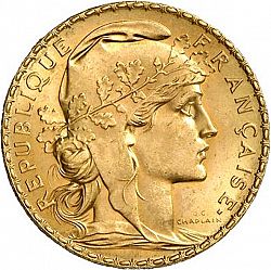 Large Obverse for 20 Francs 1914 coin