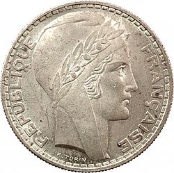 Large Obverse for 20 Francs 1929 coin
